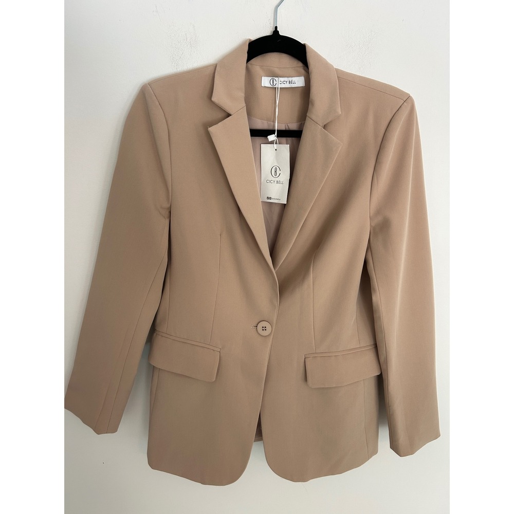 NWT Cicy Bell Khaki Single Button Blazer Long Sleeve Jacket KY0521 women's Small